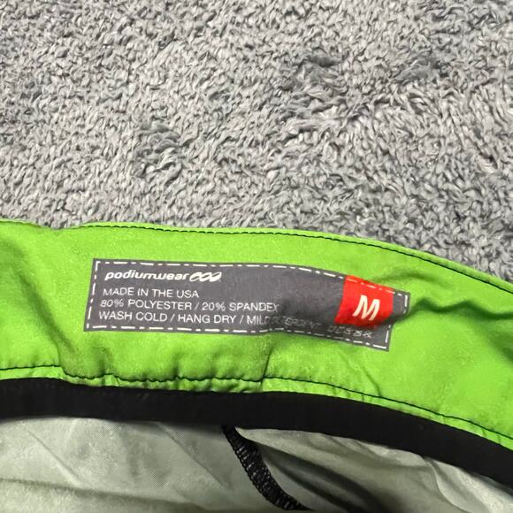 Podiumwear Shorts Adult Medium Tri Cycle Long Bermuda Cycling Mens Green - Picture 4 of 9